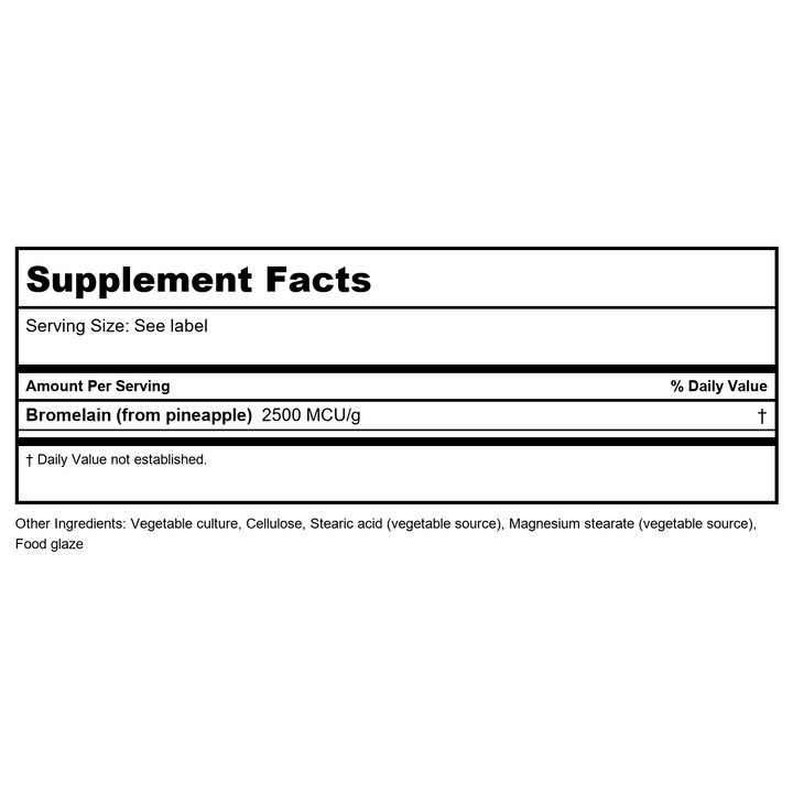 Biotics Research Bromelain Plus 100 Tablets - Supplement Facts panel
