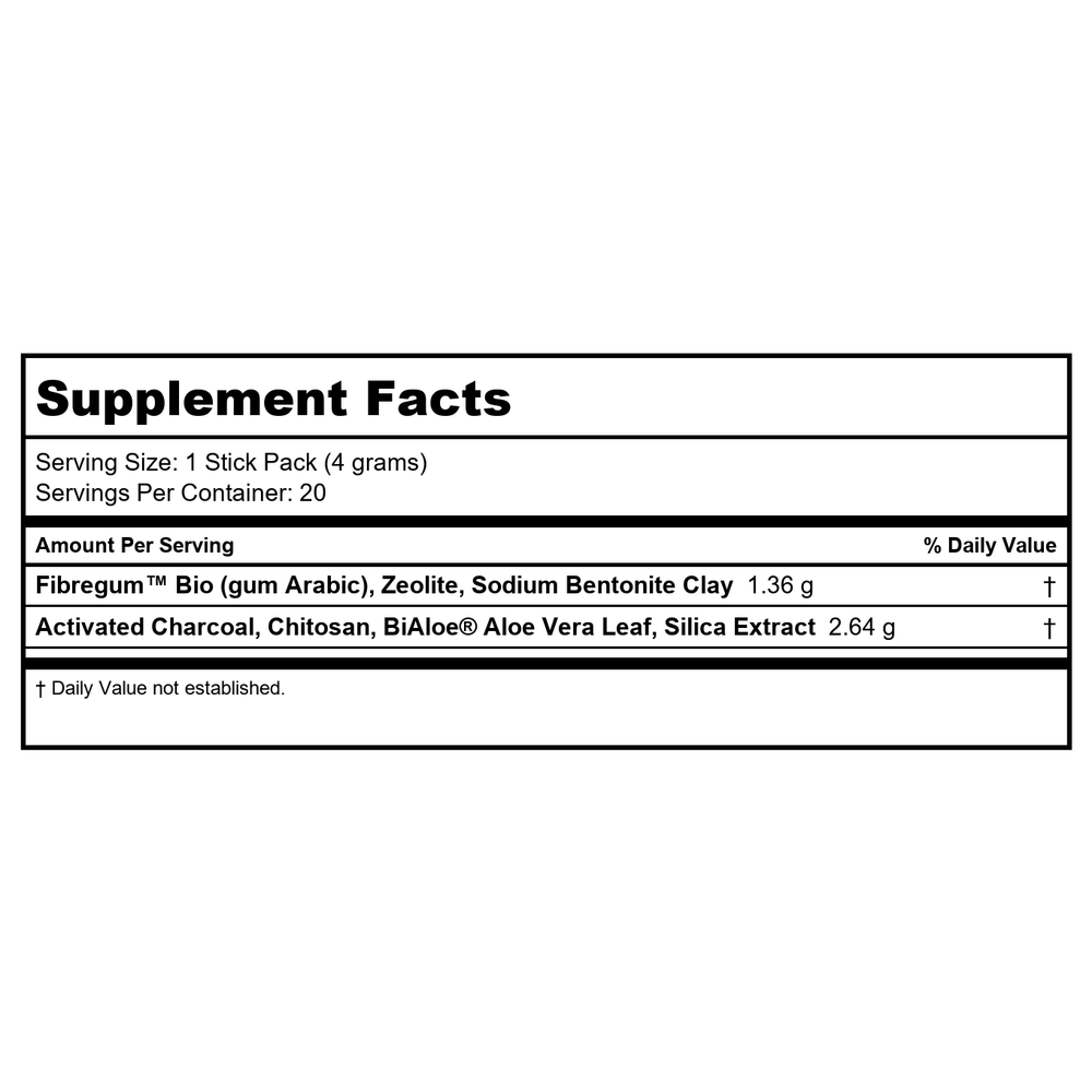 Quicksilver Scientific Ultra Binder 20 Stick Packets - Supplement Facts panel