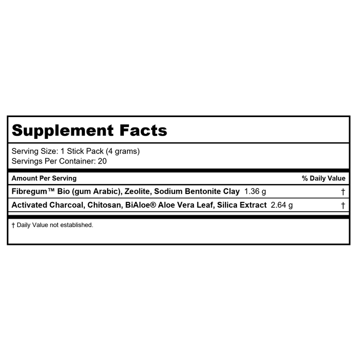 Quicksilver Scientific Ultra Binder 20 Stick Packets - Supplement Facts panel