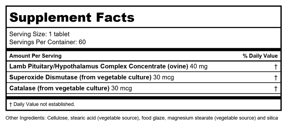 Biotics Research Cytozyme-PT/HPT 60 Tablets - Supplement Facts panel