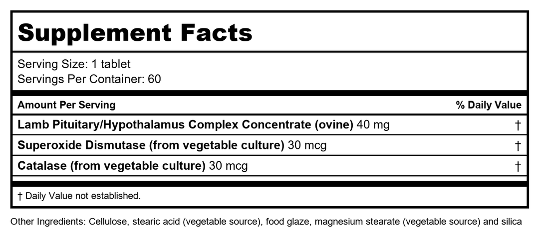 Biotics Research Cytozyme-PT/HPT 60 Tablets - Supplement Facts panel