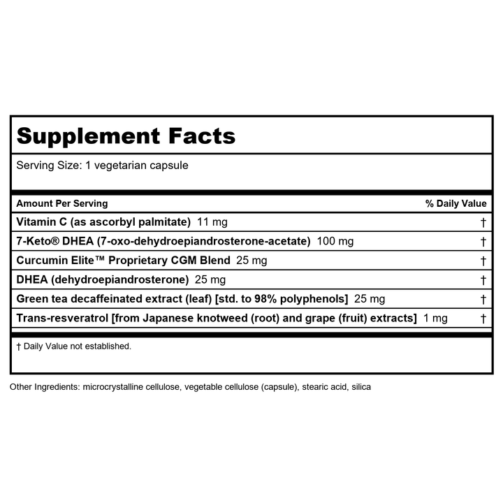 Life Extension DHEA Complete 60 Vcaps - Supplement Facts panel