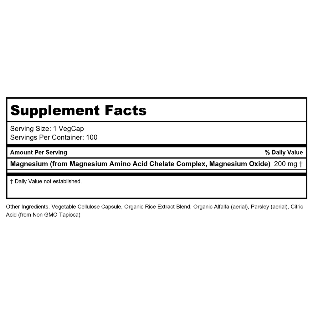 Solaray Magnesium Chelated 100 Tablets    81123 - Supplement Facts panel