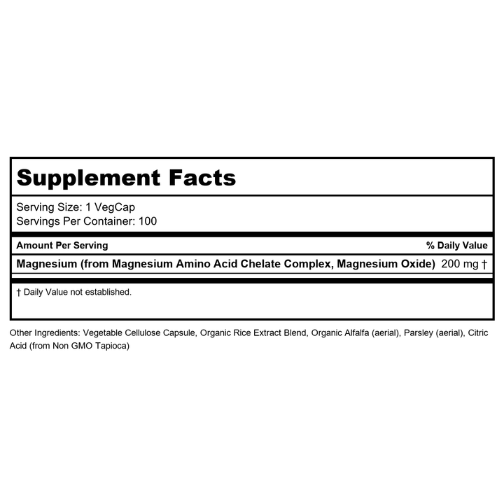 Solaray Magnesium Chelated 100 Tablets    81123 - Supplement Facts panel