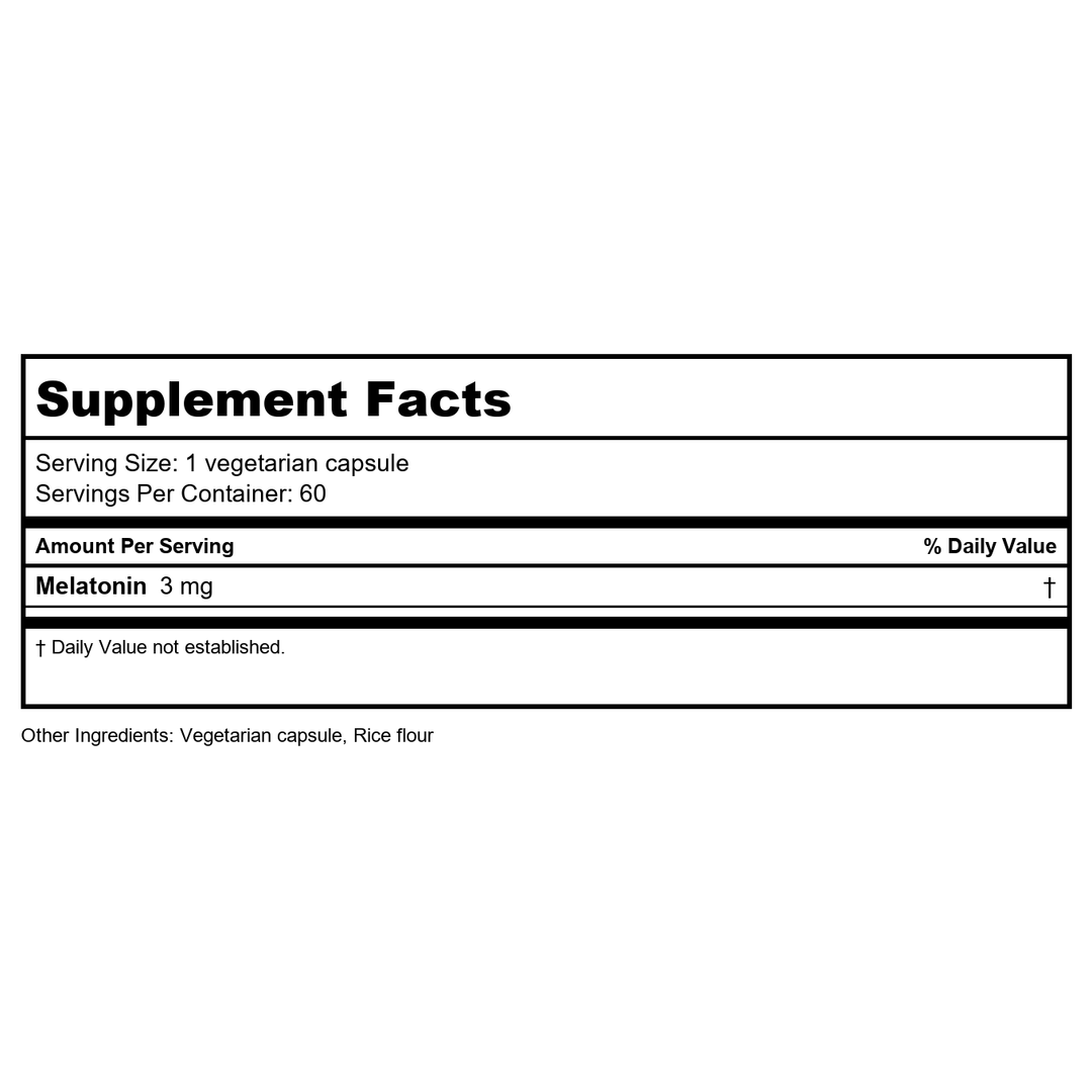 Karuna Melatonin 3mg 60 Vcaps - Supplement Facts panel