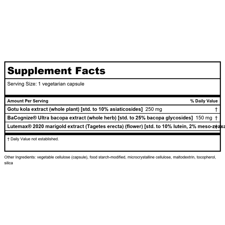 Life Extension Quick Brain Nootropic 30 Vcaps - Supplement Facts panel