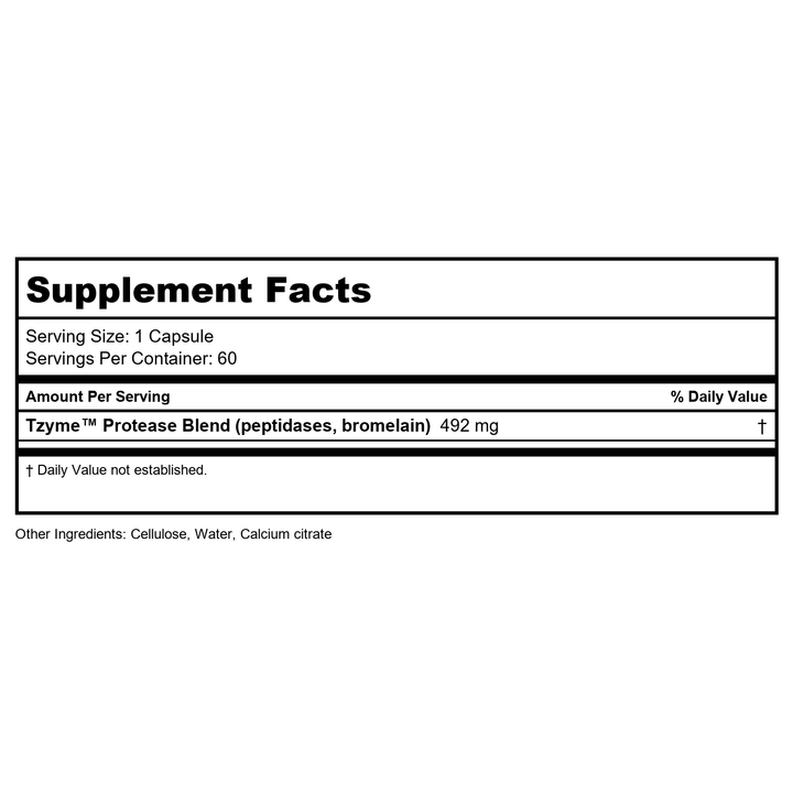 Transformation Enzymes Protease 60 Capsules - B07DD261W1 - Supplement Facts panel