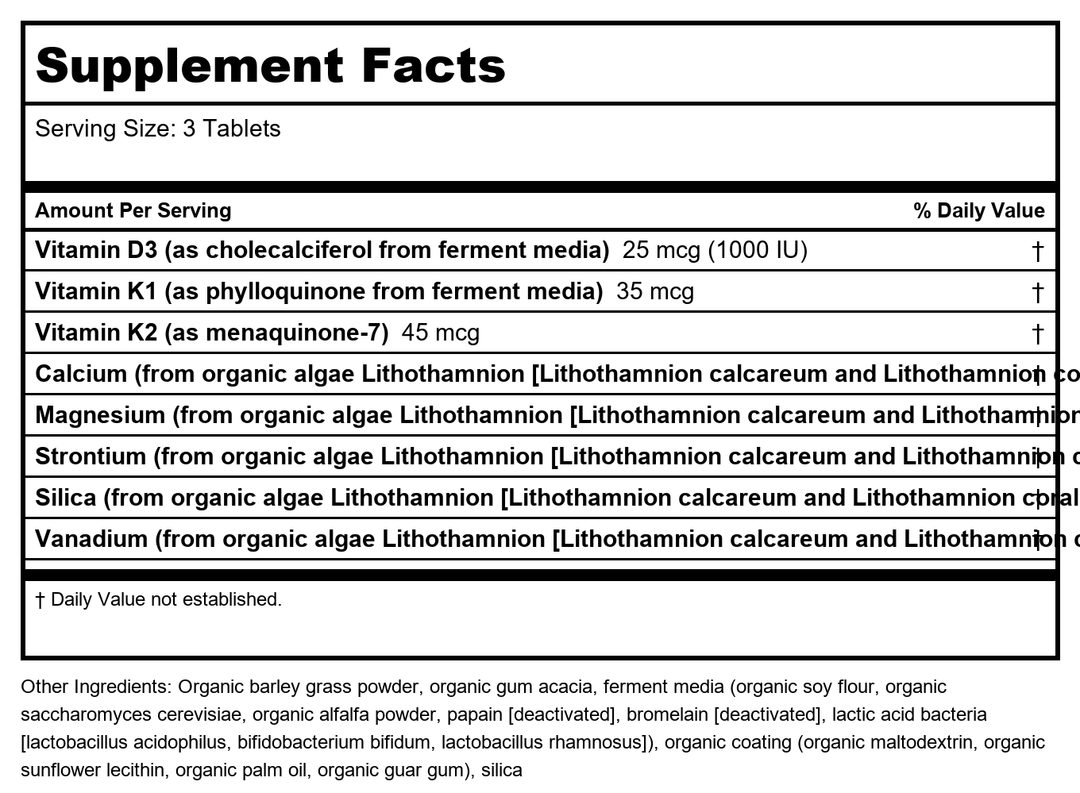New Chapter Bone Strength Take Care 180 Slim Tablets - Supplement Facts panel