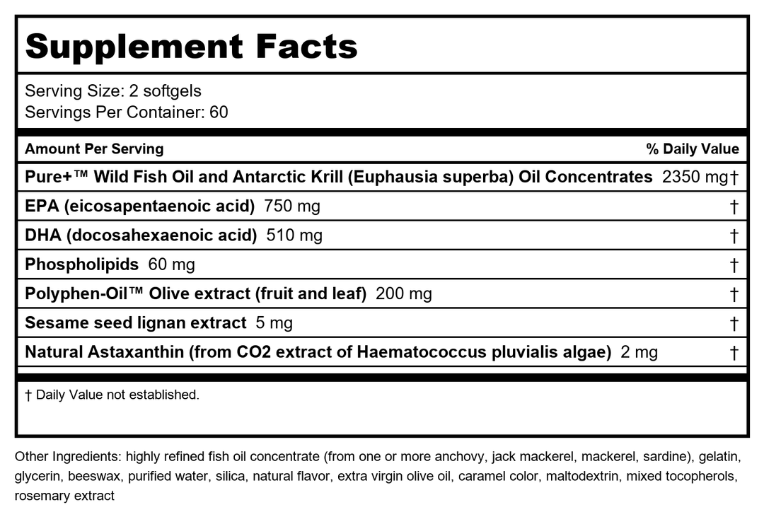 Life Extension Super Omega-3 PLUS EPA/DHA 120 Softgels - Supplement Facts panel