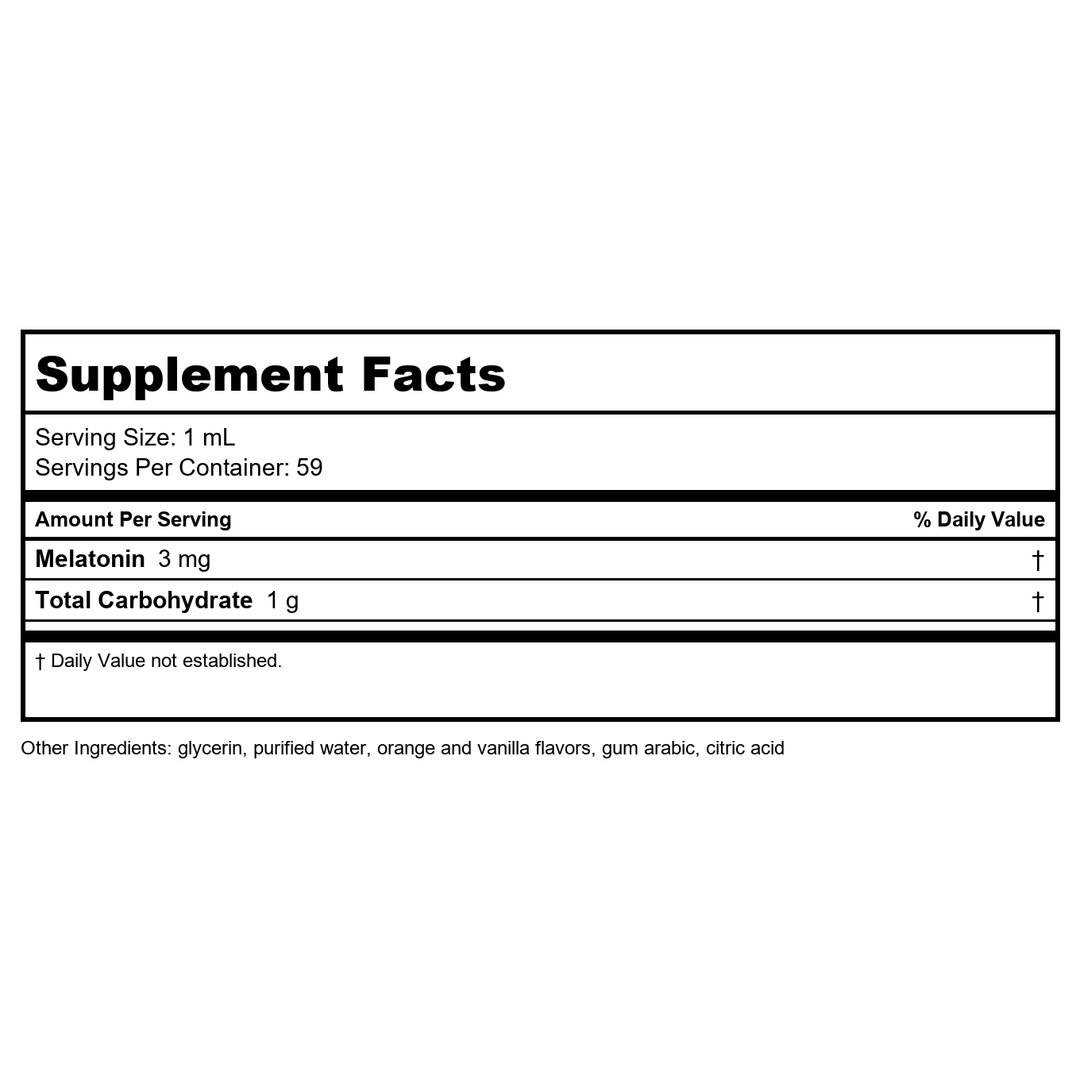 Life Extension Fast-Acting Liquid Melatonin Citrus Vanilla 2oz - Supplement Facts panel