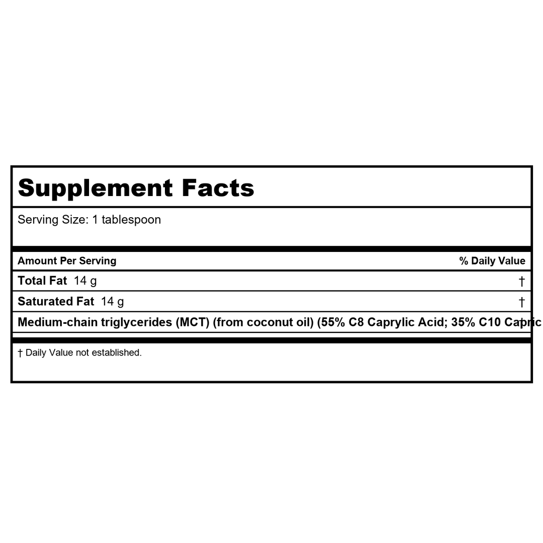 NuMedica MCT Oil USP 16oz - - Supplement Facts panel
