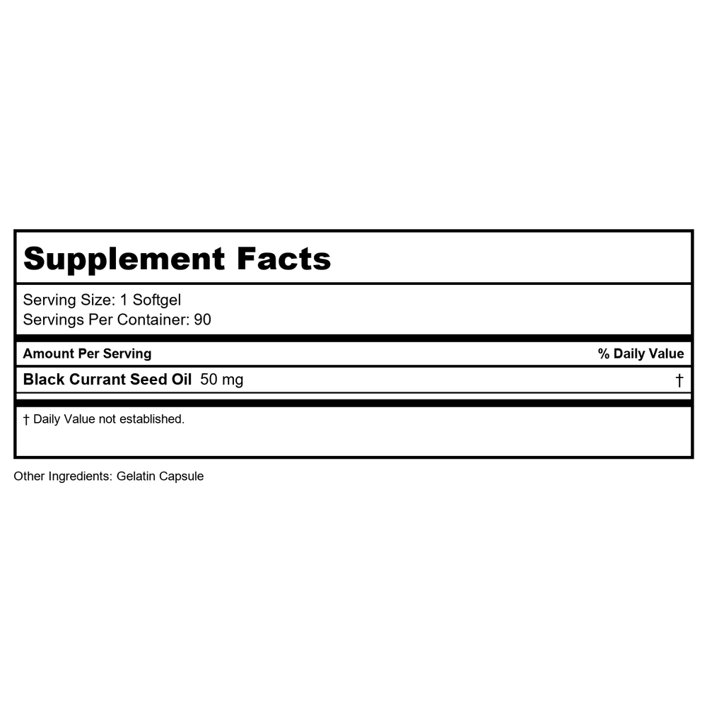Nature's Life Health from the Sun Black Currant Oil 90 Softgels   PN 01220 - Supplement Facts panel