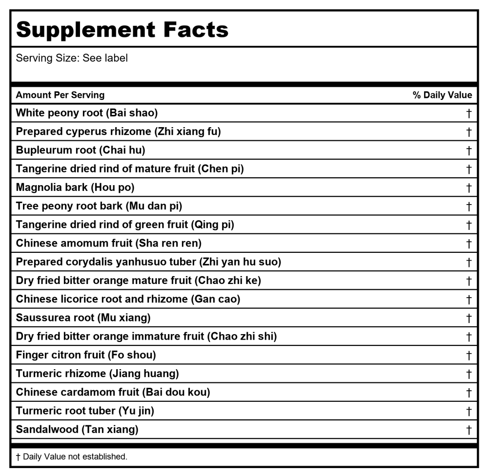 Kan Herb Traditionals Liver Flow 1oz - Supplement Facts panel