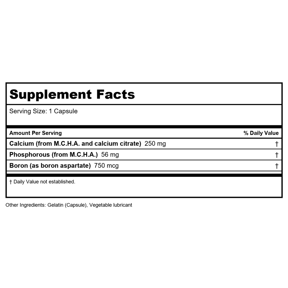 Progressive Labs M.C.H.C. Caps 120 Capsules - Supplement Facts panel