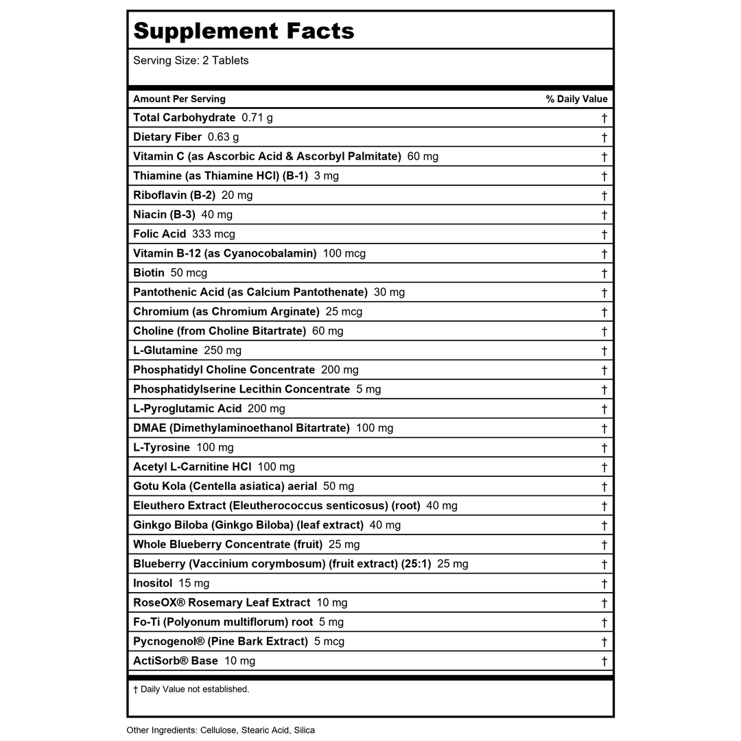 Kal Deep Thought 60 Tablets  67751 - Supplement Facts panel