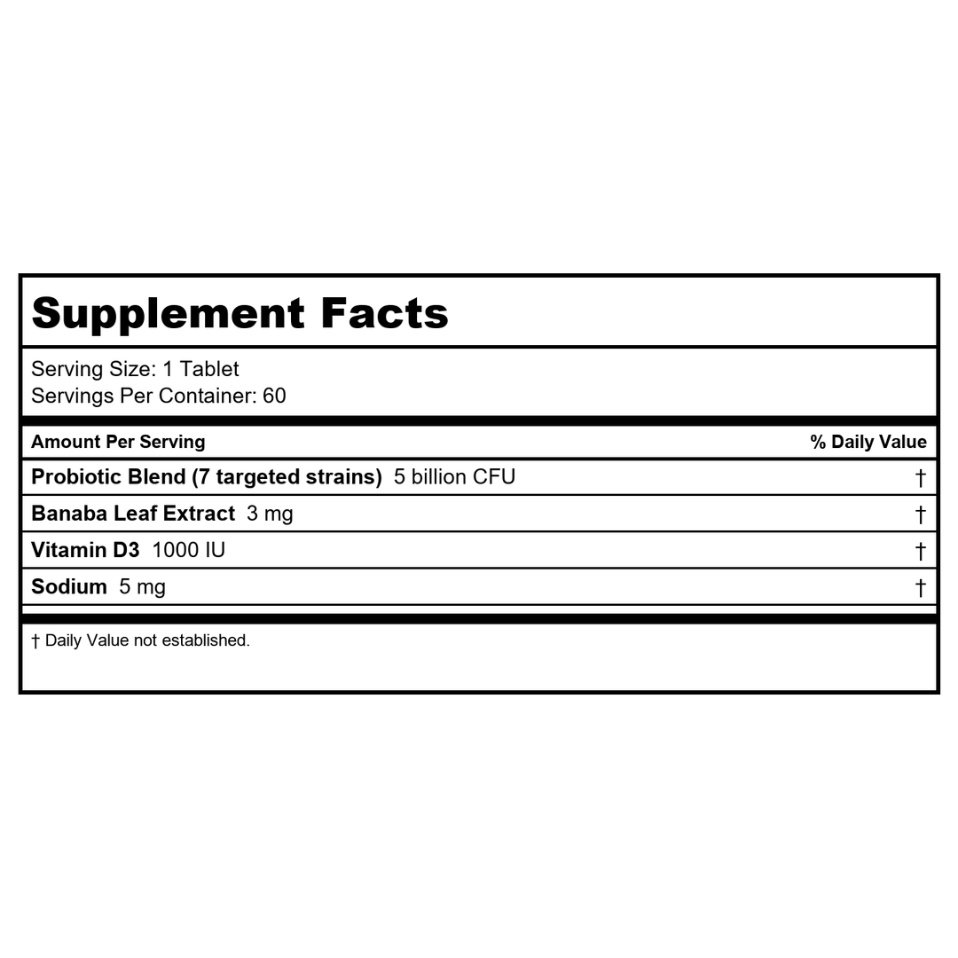 Hyperbiotics Glucose Support 60 Tablets - - Supplement Facts panel
