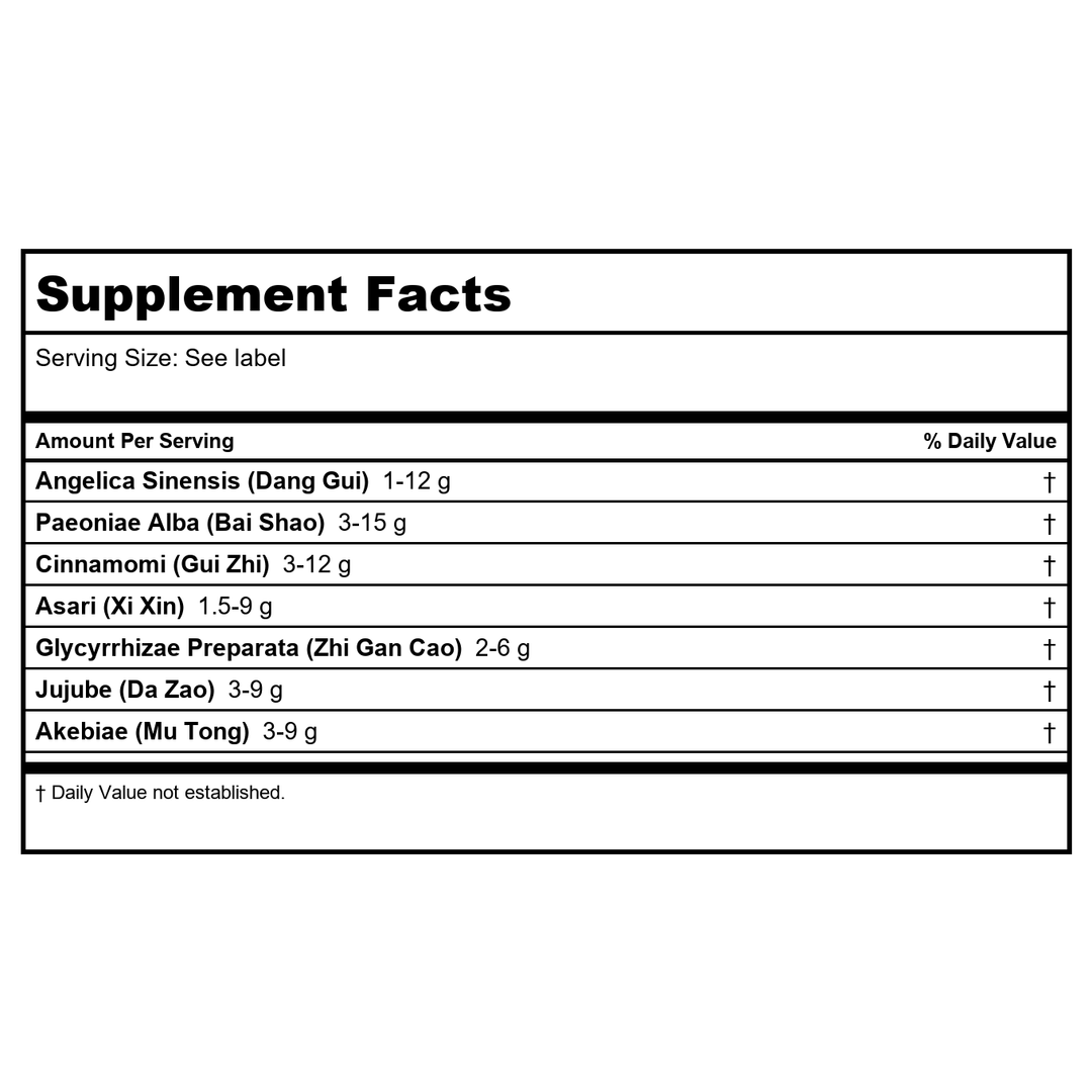 Kan Herb Traditionals Dang Gui Si Ni Tang 300 Tablets - Supplement Facts panel
