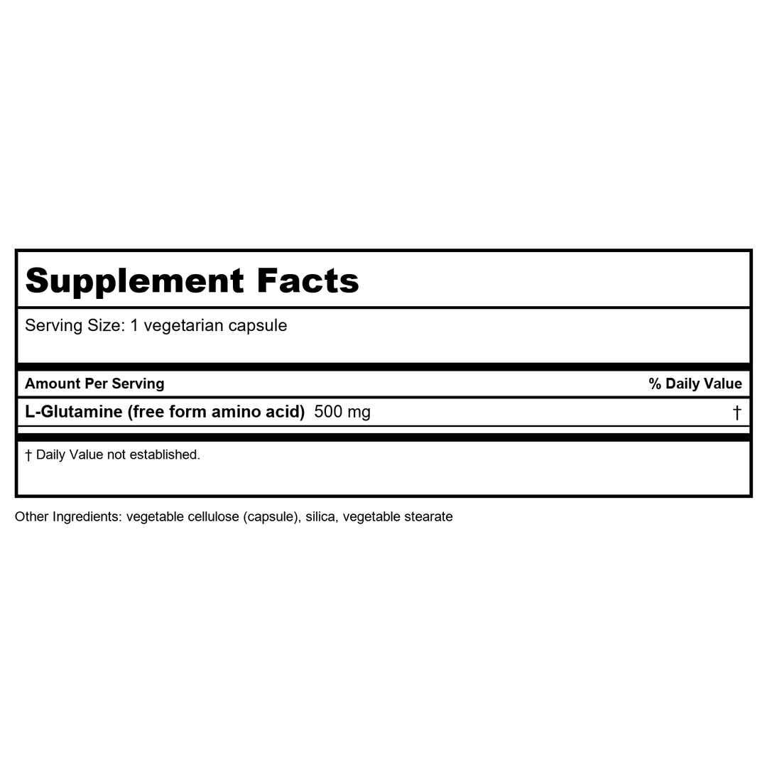 Life Extension L-Glutamine 500 mg 100 Vcaps - Supplement Facts panel