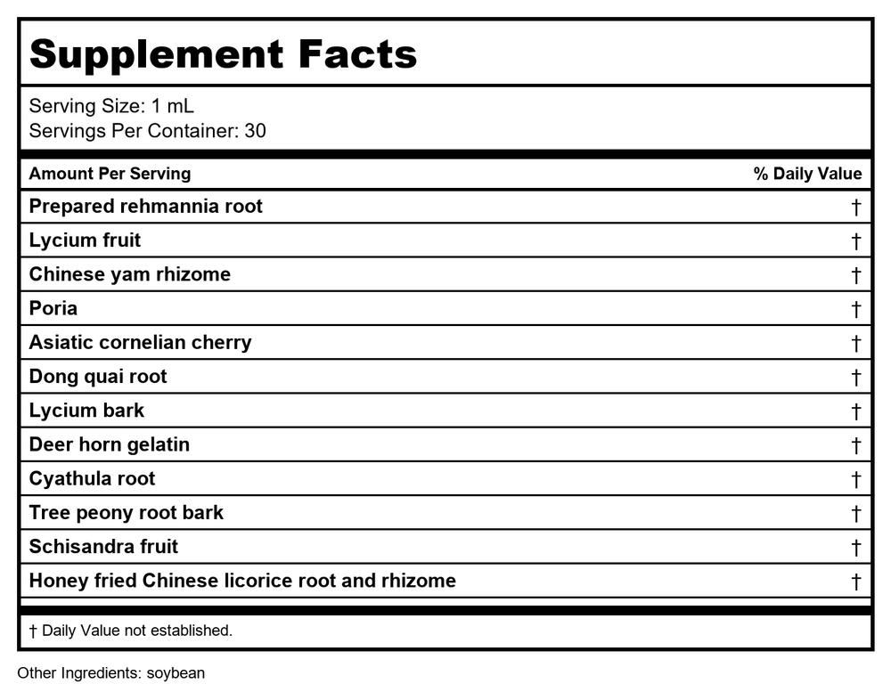 Kan Herb Traditionals Graceful Transition 1oz - - Supplement Facts panel