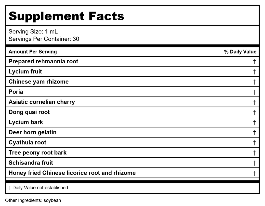 Kan Herb Traditionals Graceful Transition 1oz - - Supplement Facts panel