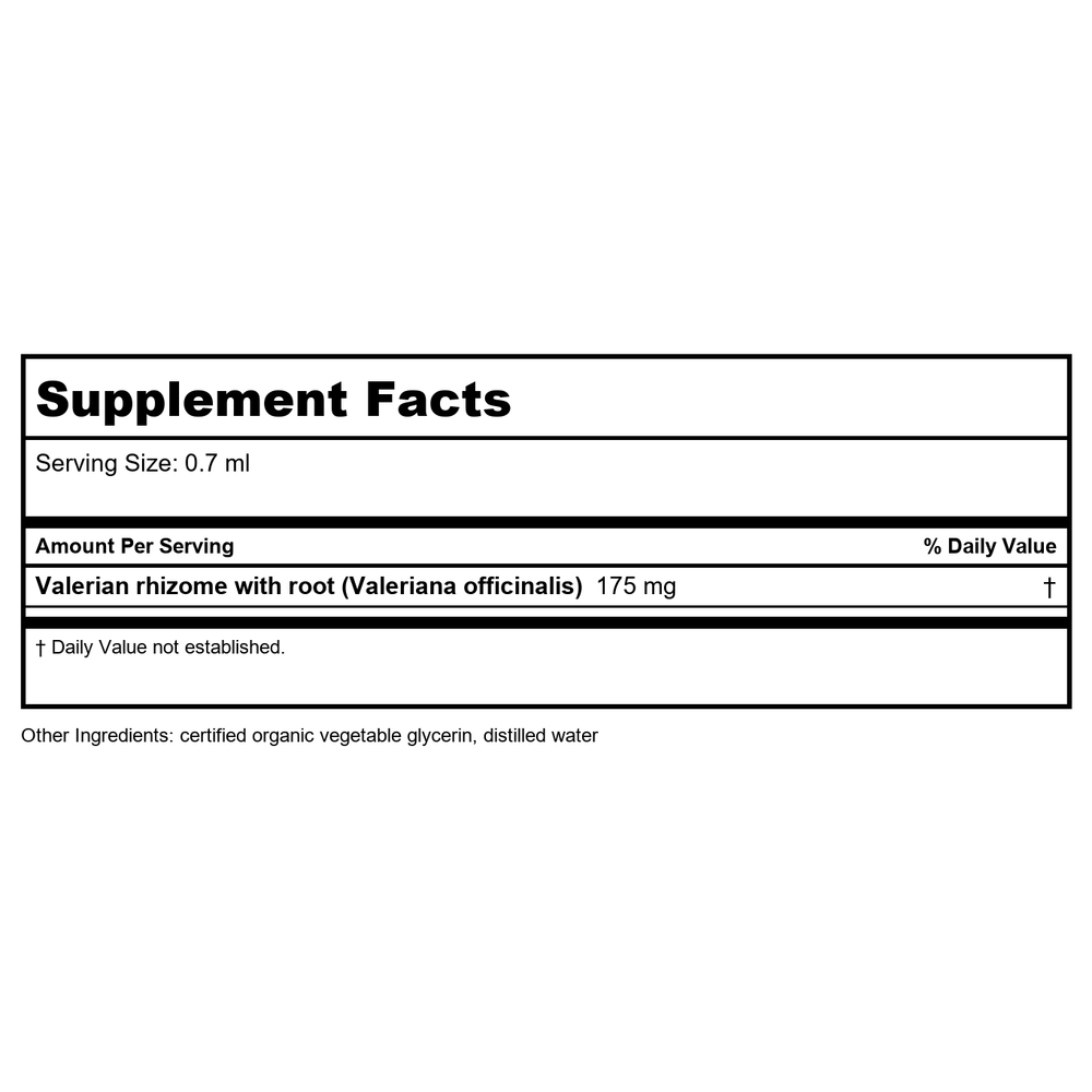 Herb Pharm Valerian Alcohol Free 4oz - Supplement Facts panel