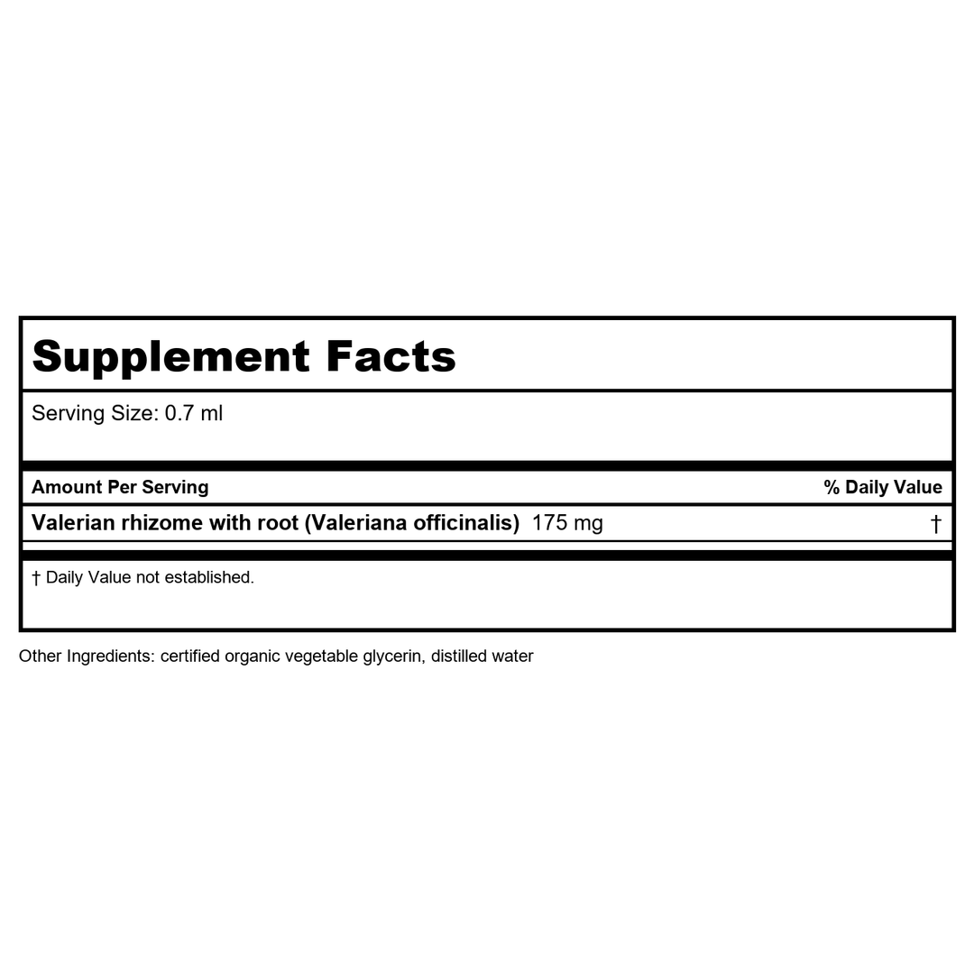 Herb Pharm Valerian Alcohol Free 4oz - Supplement Facts panel