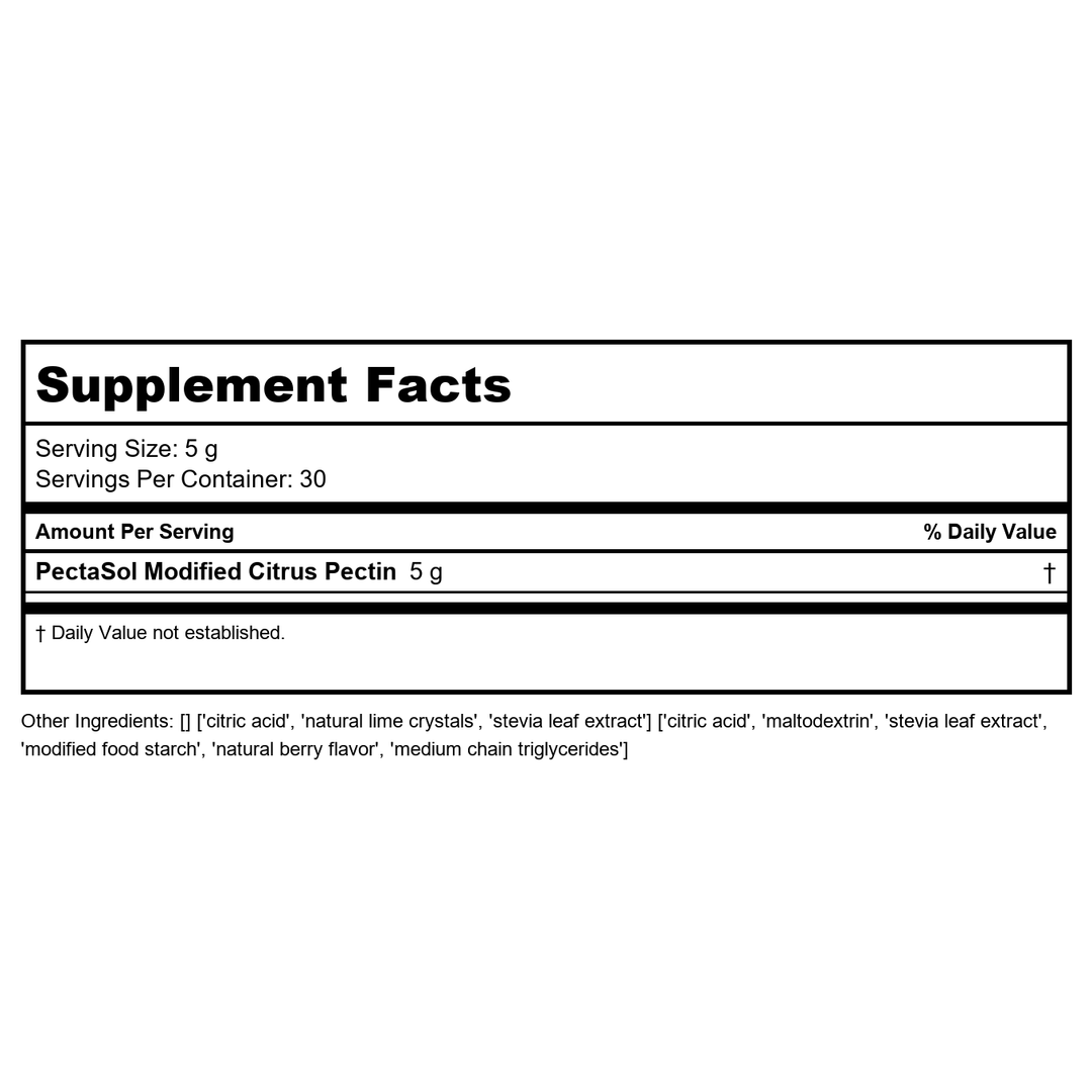 EcoNugenics PectaSol Modified Citrus Pectin Powder 150 Grams - EQ0033 - Supplement Facts panel