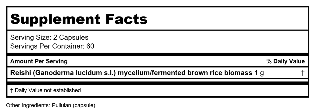 Host Defense Reishi 120 Vcaps - Supplement Facts panel