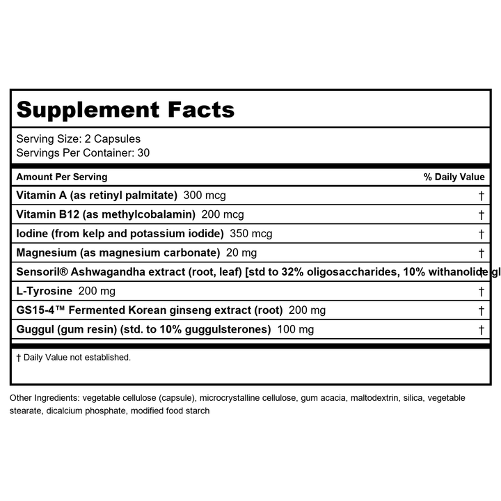 Life Extension Triple Action Thyroid 60 Vcaps - 2 Pack - B01CZ8D2D6 - Supplement Facts panel