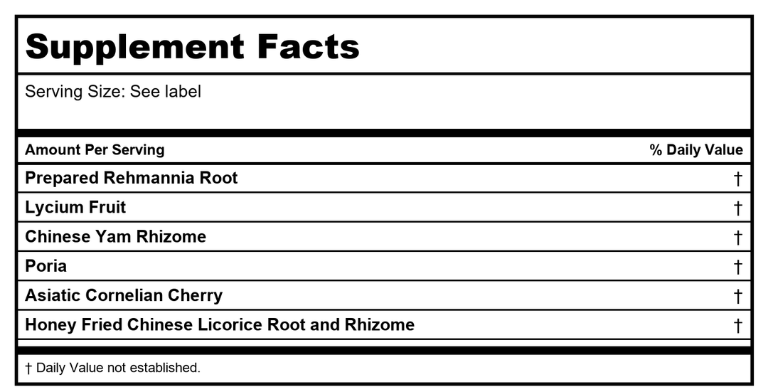 Kan Herb Traditionals Replenish the Left 300 Tablets - - Supplement Facts panel
