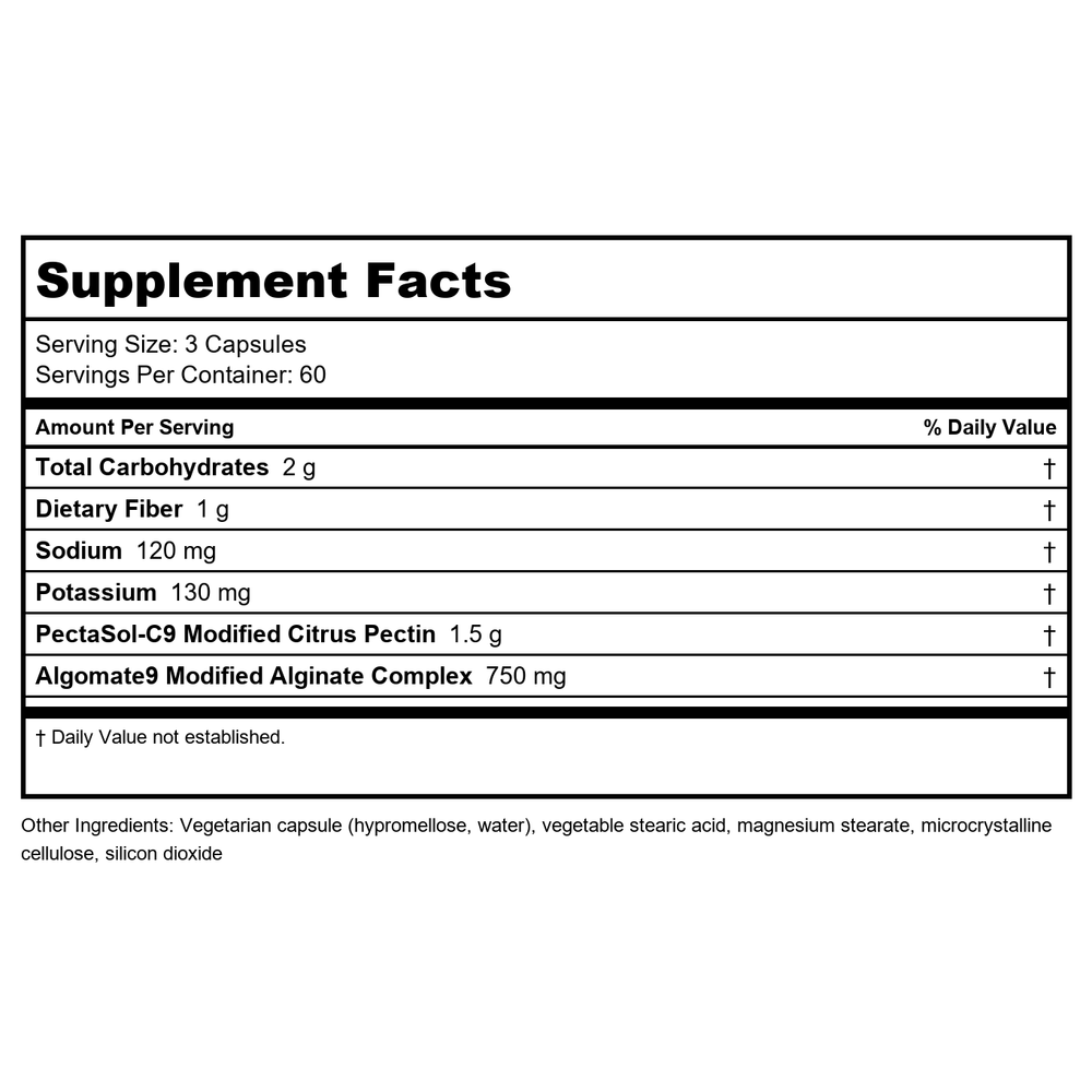 EcoNugenics PectaClear 180 Vcaps - EQ0029 - Supplement Facts panel