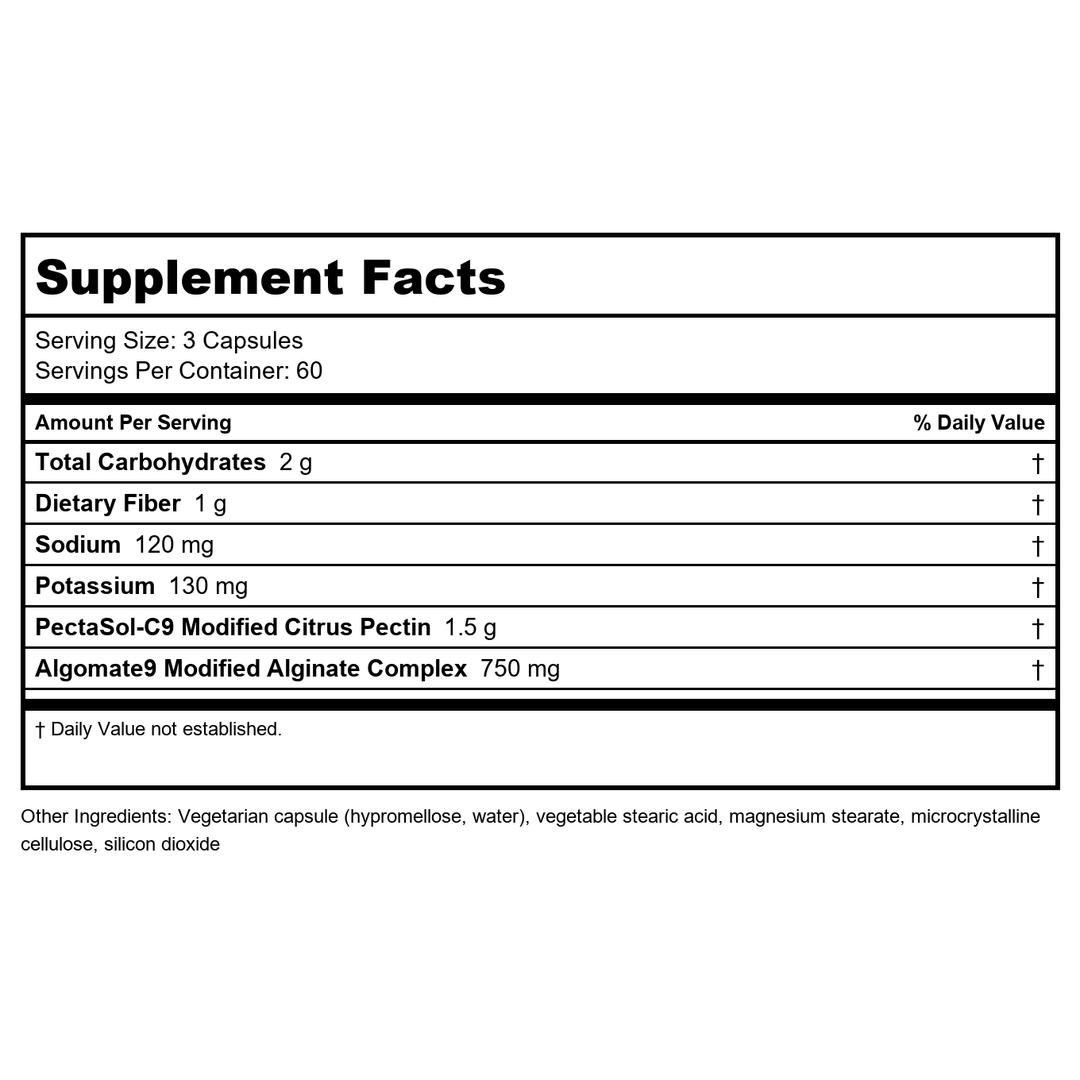 EcoNugenics PectaClear 180 Vcaps - EQ0029 - Supplement Facts panel