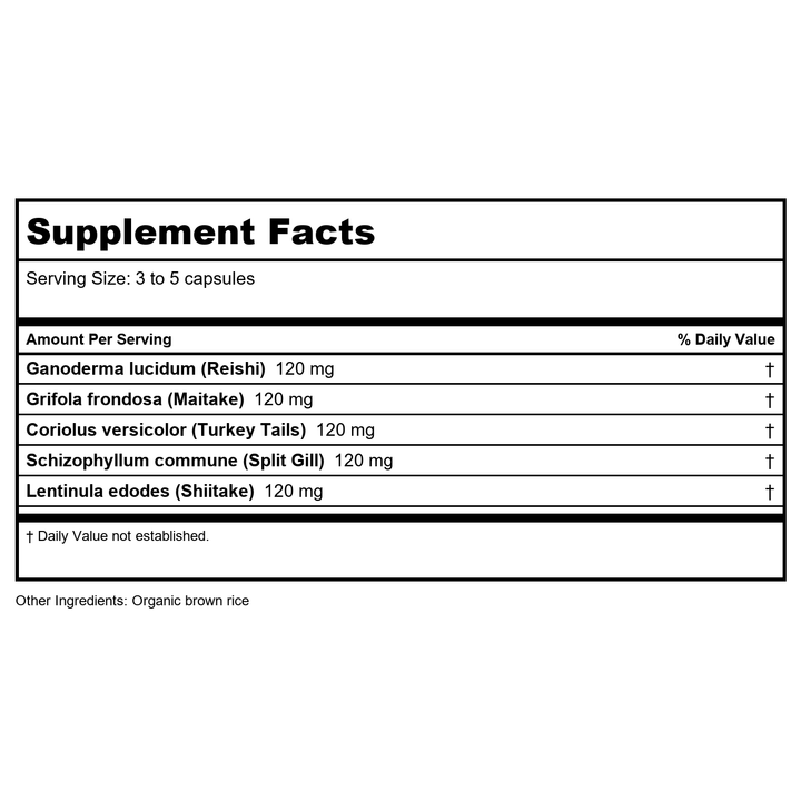 Progena ImmunoMyco 90 Capsules - Supplement Facts panel