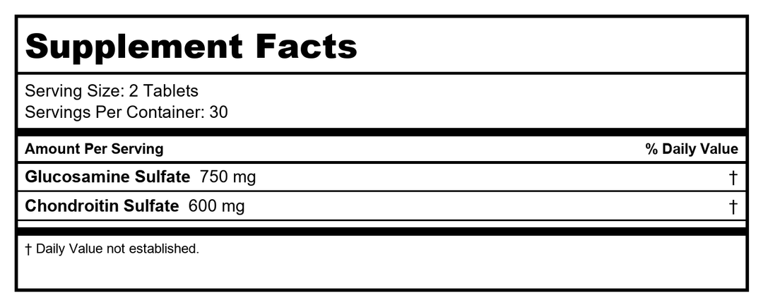 Now Foods Glucosamine &amp; Chondroitin Extra Strength 60 Tablets - 3242 - 2 Pack - Supplement Facts panel
