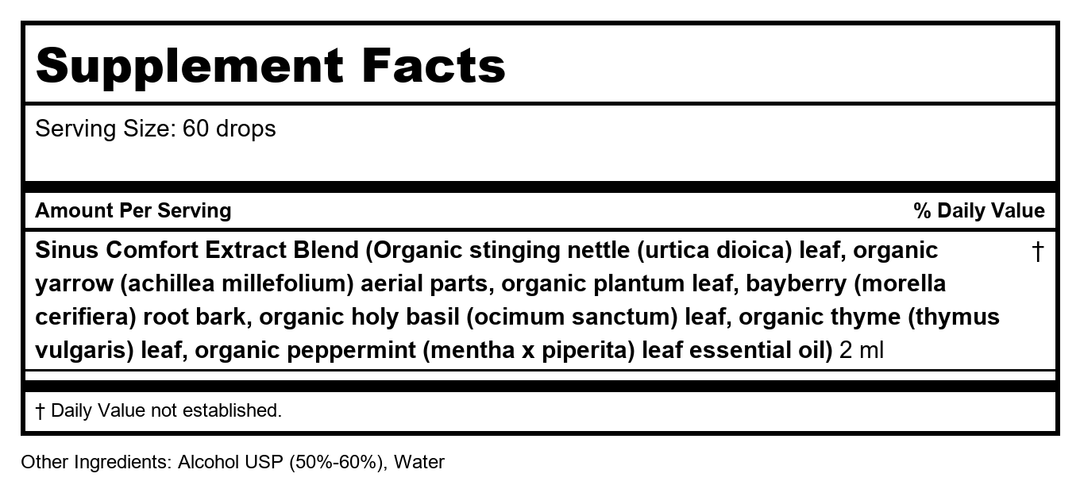 Gaia Pro Sinus Comfort 2oz - Supplement Facts panel
