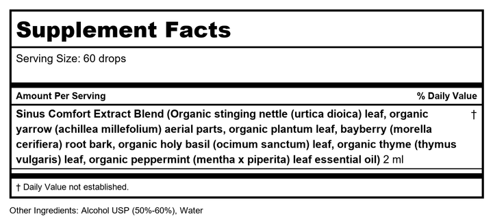 Gaia Pro Sinus Comfort 2oz - Supplement Facts panel