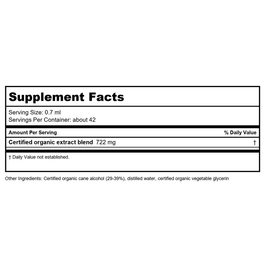 Herb Pharm Herbs On The Go Daily Calming Spray 1oz - Supplement Facts panel