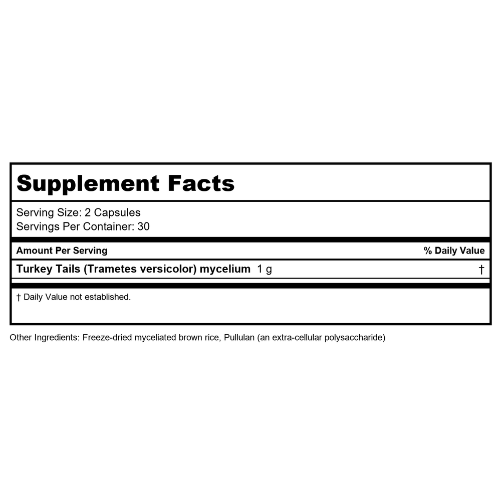 Host Defense Turkey Tail 60 Capsules - - Supplement Facts panel