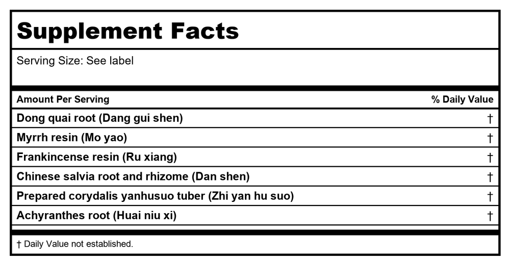 Kan Herbs Taditionals Invigorate the Collaterals 300 Tablets - Supplement Facts panel