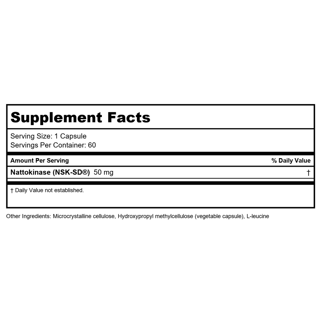 NuMedica Nattokinase 60 Vcaps - Supplement Facts panel