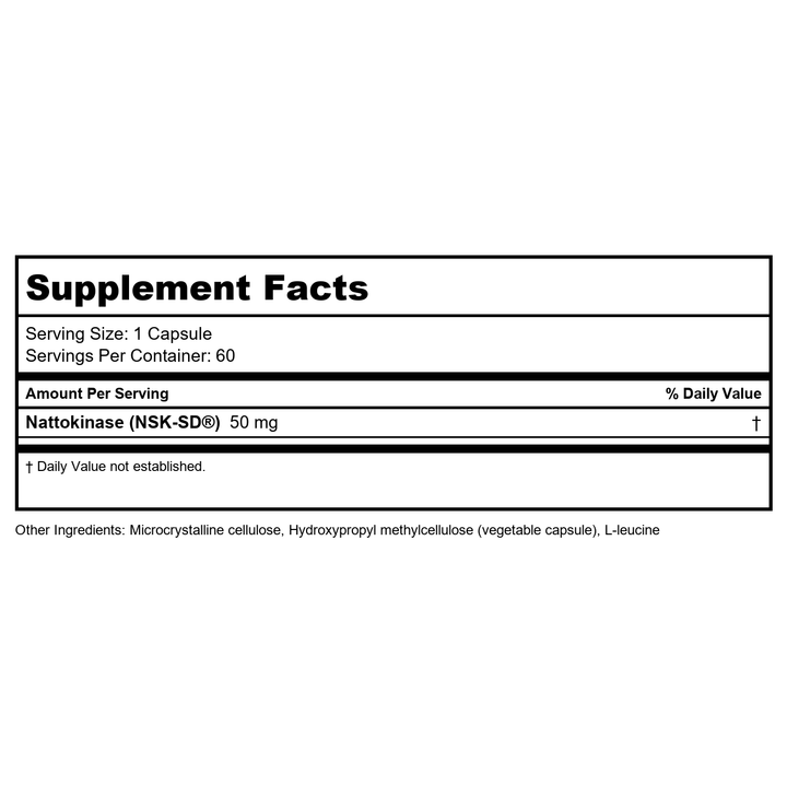 NuMedica Nattokinase 60 Vcaps - Supplement Facts panel