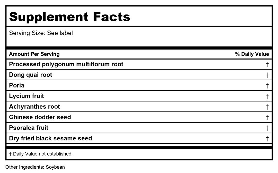 Kan Herb Traditionals Silken Tresses 300 Tablets - - Supplement Facts panel
