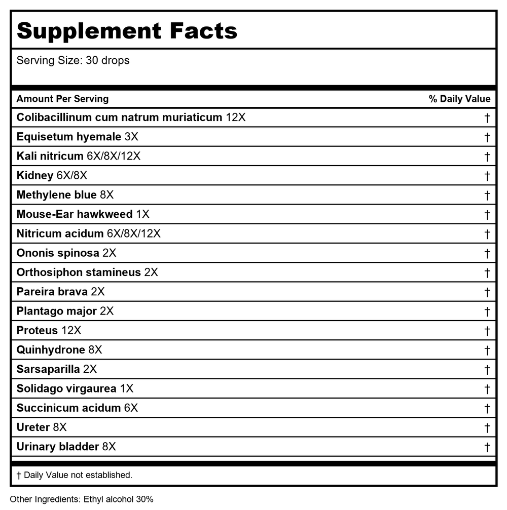 Guna Kidney Plus 1oz - Supplement Facts panel