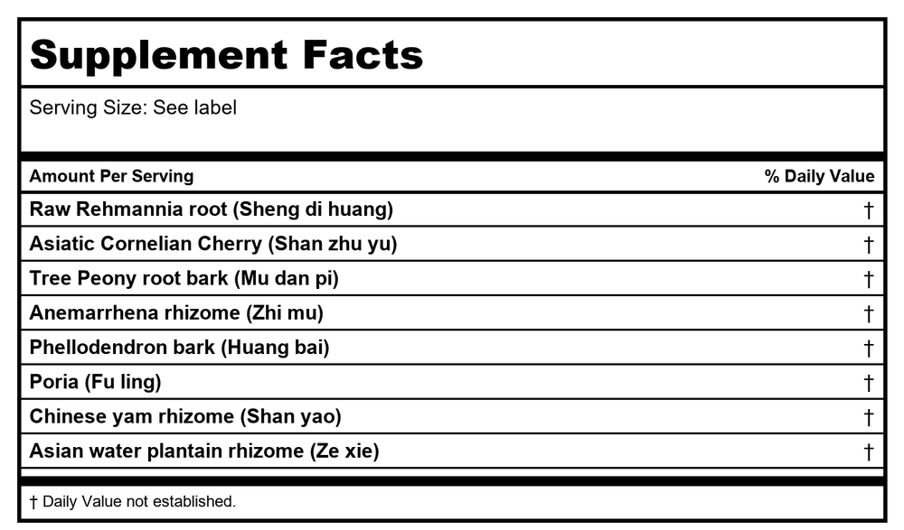 Kan Herb Essentials APR Nourishing Formula 4oz - Supplement Facts panel