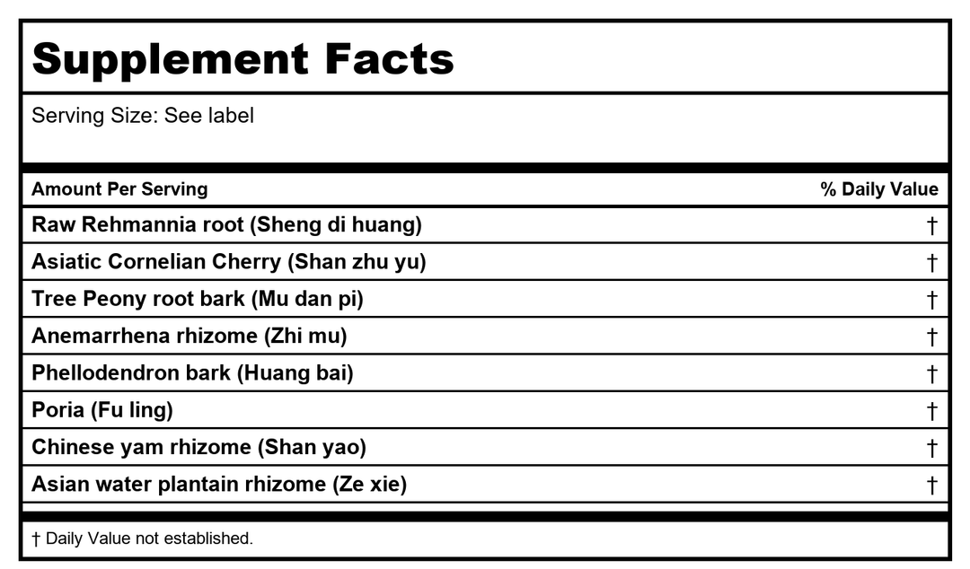 Kan Herb Essentials APR Nourishing Formula 4oz - Supplement Facts panel
