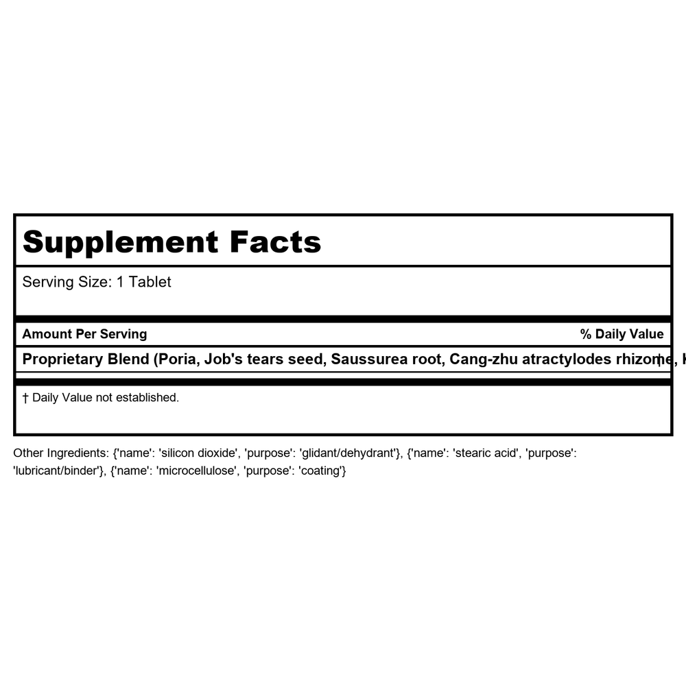 Kan Herb Traditionals Peaceful Earth 60 Tablets - - Supplement Facts panel