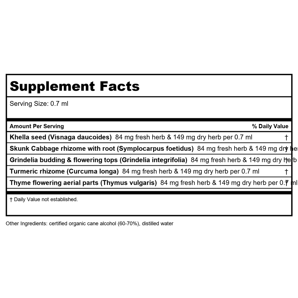 Herb Pharm Calm Breathing 1oz - Supplement Facts panel