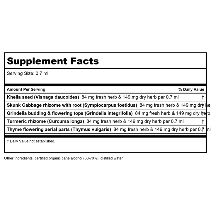 Herb Pharm Calm Breathing 1oz - Supplement Facts panel