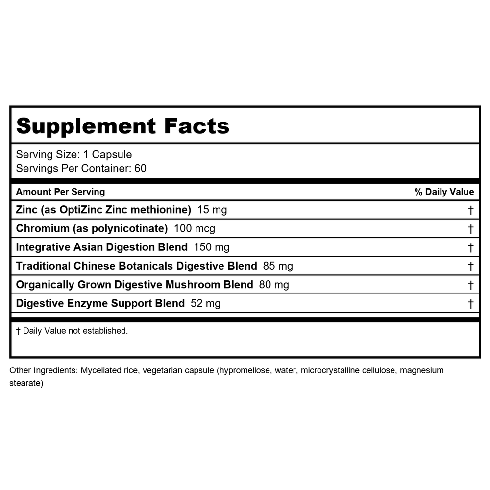 EcoNugenics ecoDigest Integrative Digestive Formula 60 Vcaps - EQ0014 - Supplement Facts panel