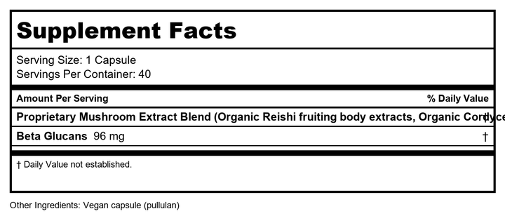 Gaia Respiratory Mushroom Blend 40 Vcaps - Supplement Facts panel